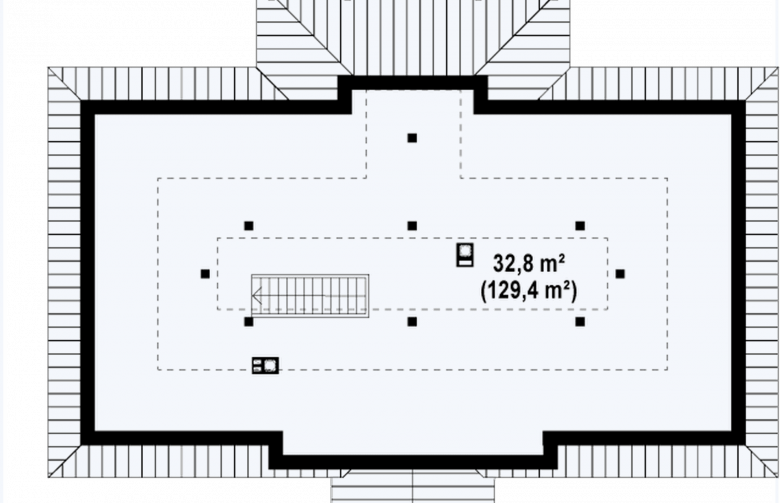 Projekt domu parterowego Z5 - rzut poddasza