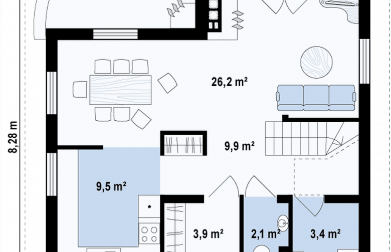 Projekt domu z poddaszem Z3 - rzut parteru