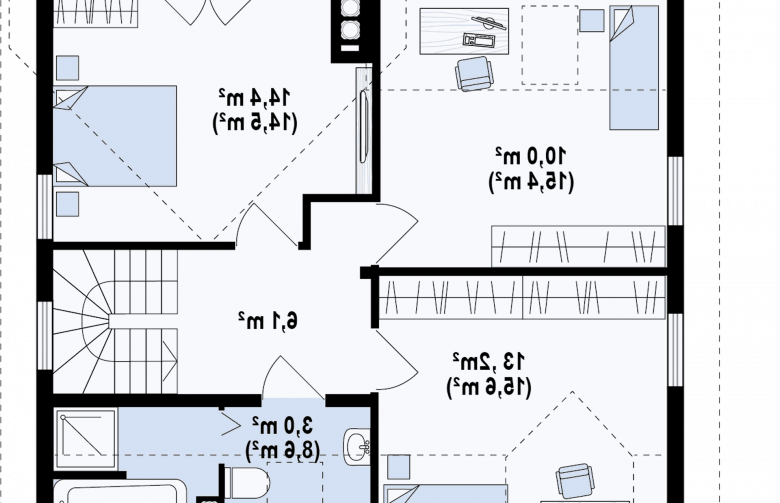 Projekt domu z bala Z3 D - rzut poddasza