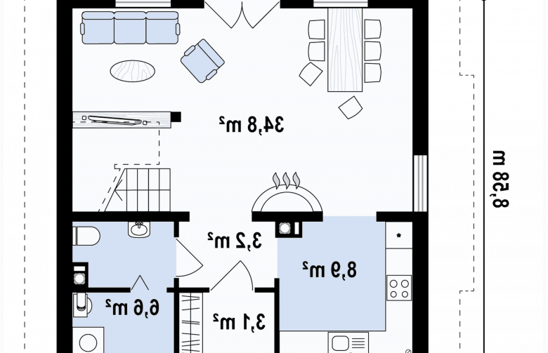 Projekt domu jednorodzinnego Z4 - rzut parteru