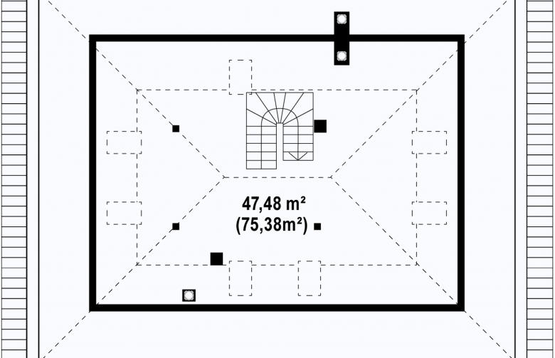 Projekt domu z bala Z10 D sdu - rzut poddasza