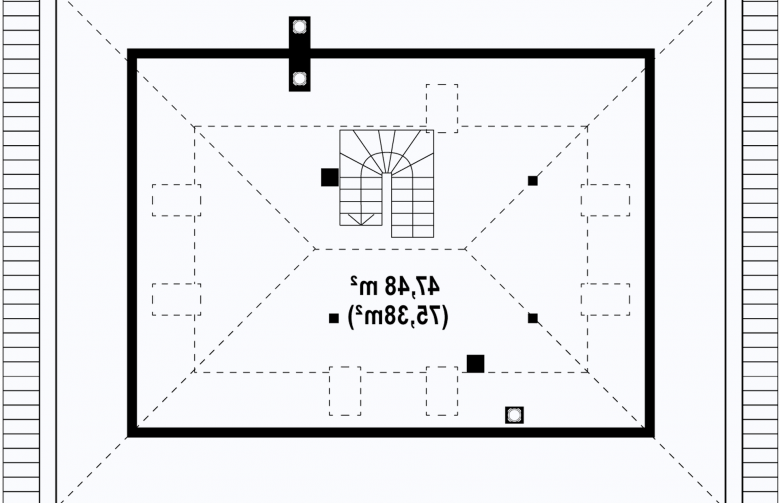 Projekt domu z bala Z10 D sdu - rzut poddasza