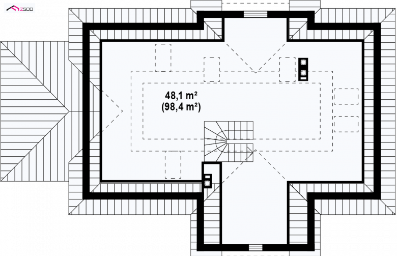 Projekt domu jednorodzinnego Z2 GL - rzut poddasza