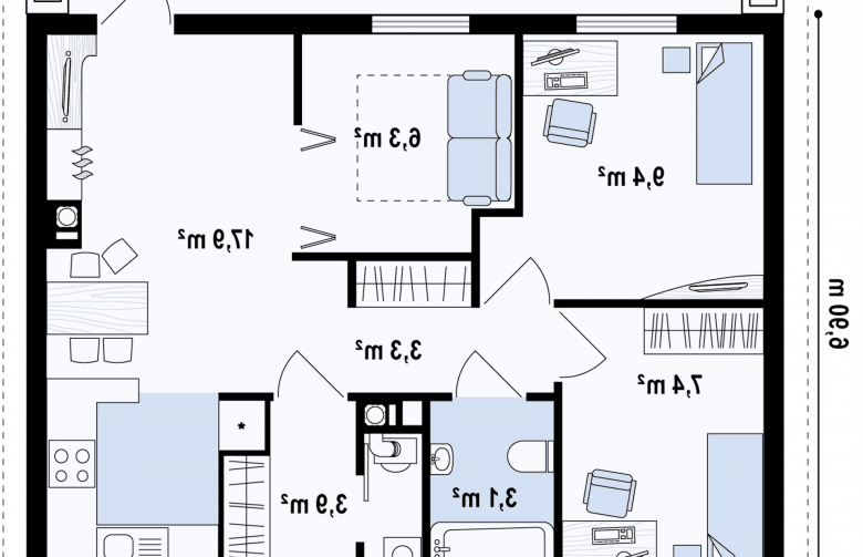 Projekt domu z bala Z11 D - rzut parteru