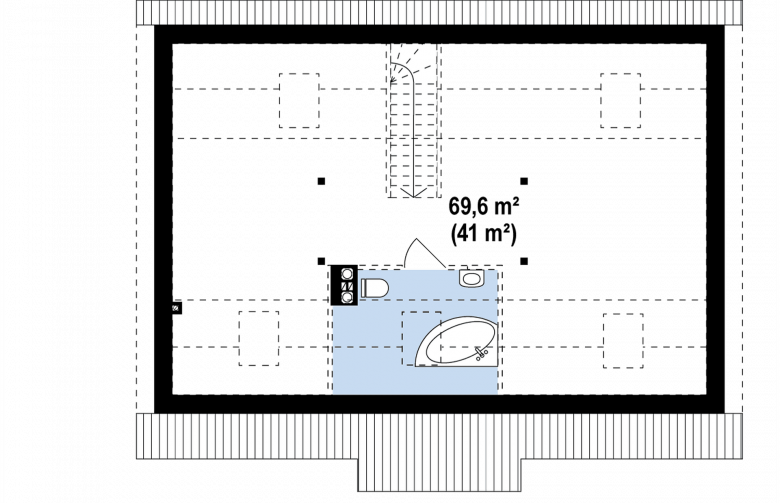 Projekt domu parterowego Z12 - rzut poddasza