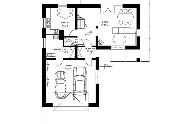 Projekt domu jednorodzinnego HG-M1 - rzut parteru