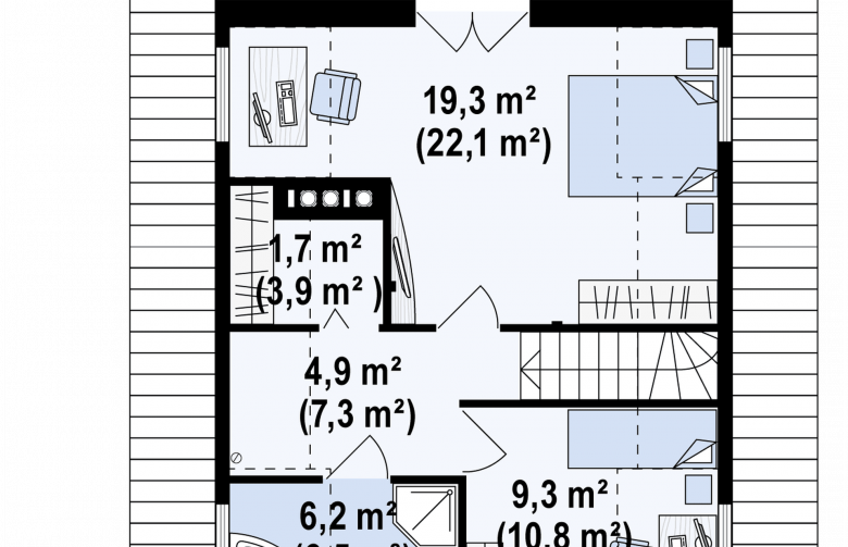 Projekt domu jednorodzinnego Z30 - rzut poddasza