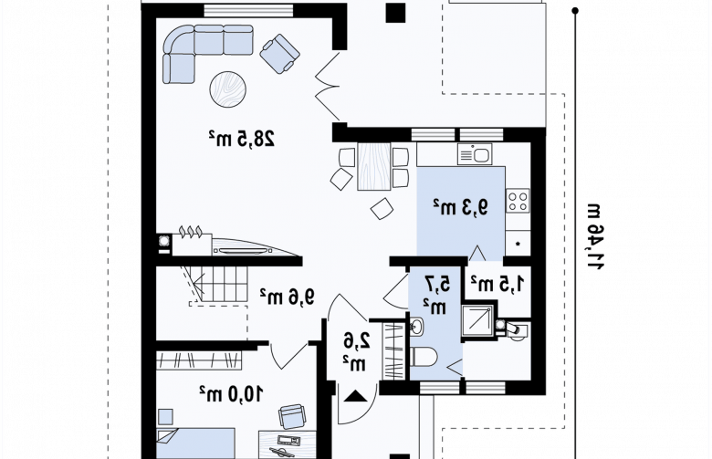 Projekt domu piętrowego Z37 - rzut parteru