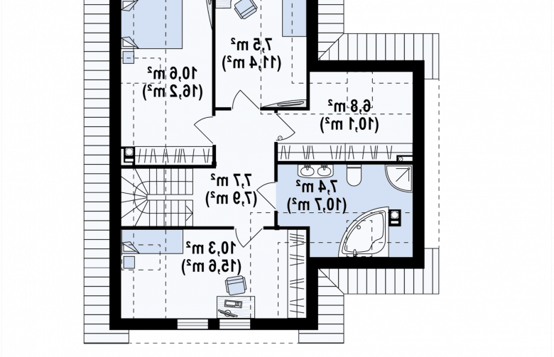 Projekt domu piętrowego Z37 - rzut poddasza