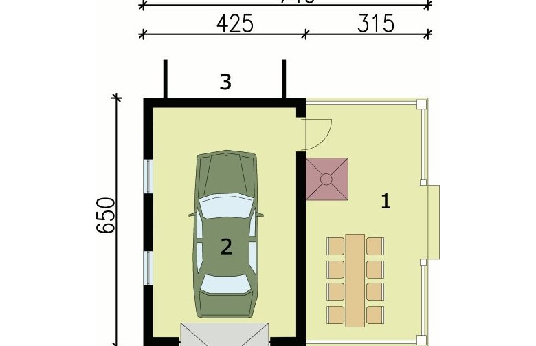 Projekt garażu G81 - przyziemie