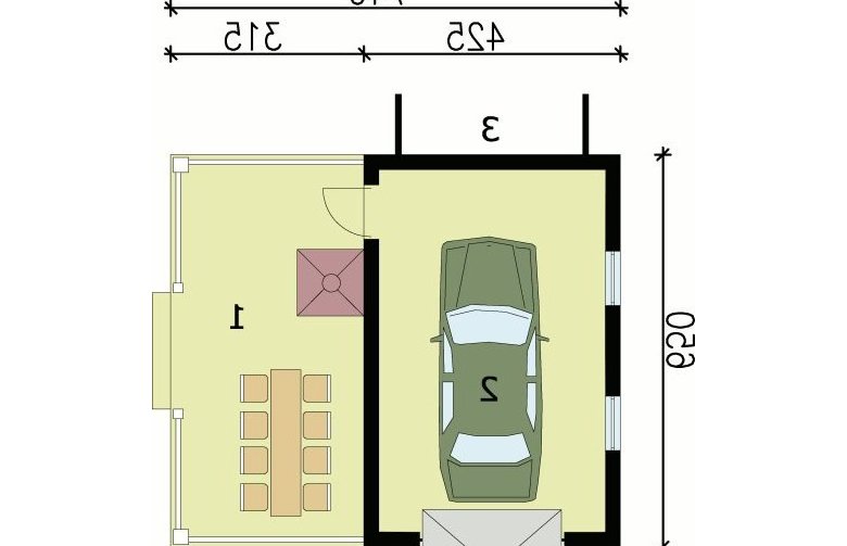 Projekt garażu G81 - przyziemie