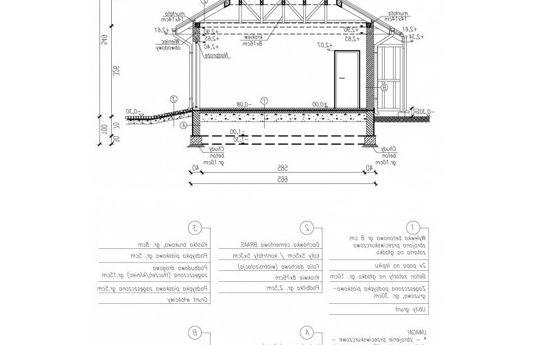 Projekt garażu G81 - przekrój 1