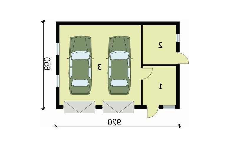 Projekt garażu G84 garaż dwustanowiskowy z pomieszczeniami gospodarczymi - przyziemie