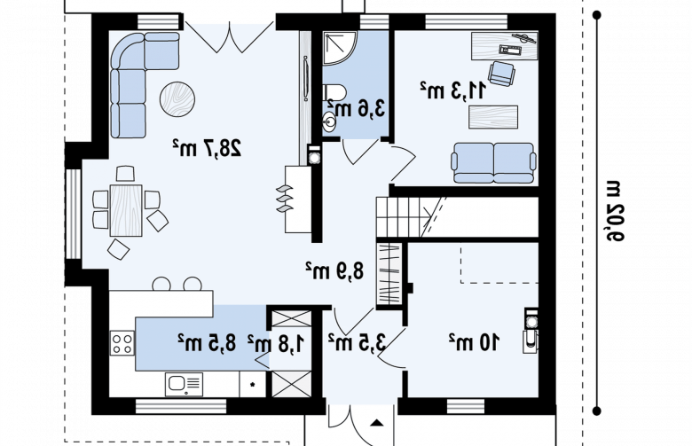 Projekt domu jednorodzinnego Z92 - rzut parteru