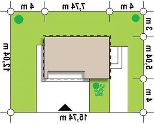 Usytuowanie budynku Zu4 pawilon usługowy lub budynek gospodarczy do dowolnej aranżacji w wersji lustrzanej