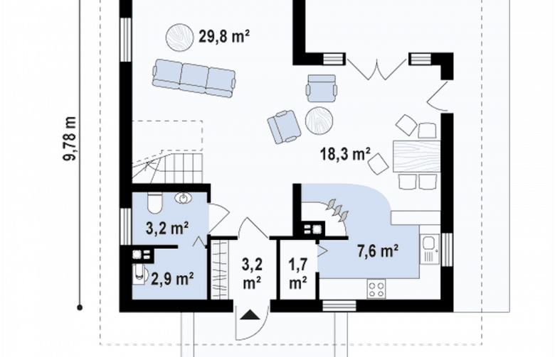 Projekt domu z poddaszem Z62 - rzut parteru