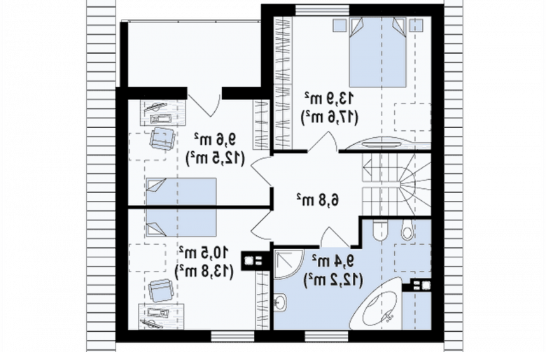 Projekt domu z poddaszem Z62 - rzut poddasza