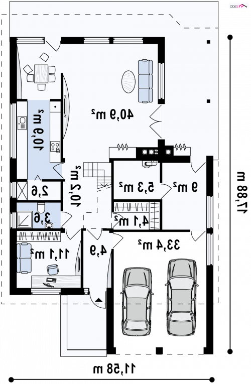 RZUT PARTERU Zx50 - wersja lustrzana