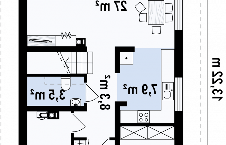 Projekt domu z poddaszem Z296 - rzut parteru