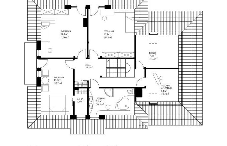 Projekt domu jednorodzinnego HG-I6 - rzut poddasza