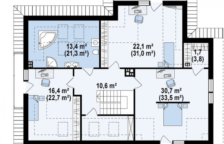 Projekt domu parterowego Z272 - rzut poddasza