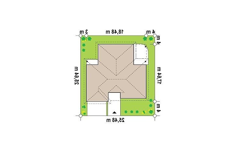 Projekt domu parterowego Z77 - Usytuowanie - wersja lustrzana