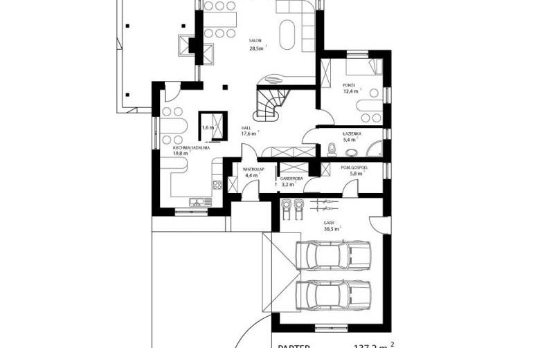 Projekt domu jednorodzinnego HG-I3 - rzut parteru