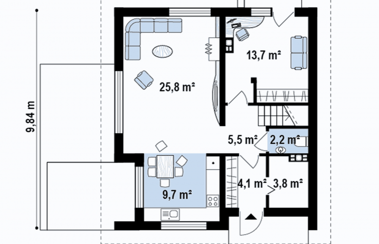 Projekt domu jednorodzinnego Z248 - rzut parteru