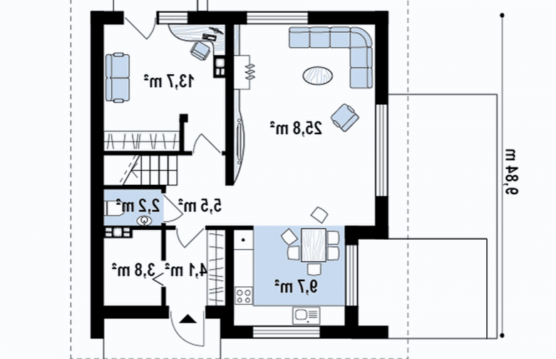 Projekt domu jednorodzinnego Z248 - rzut parteru