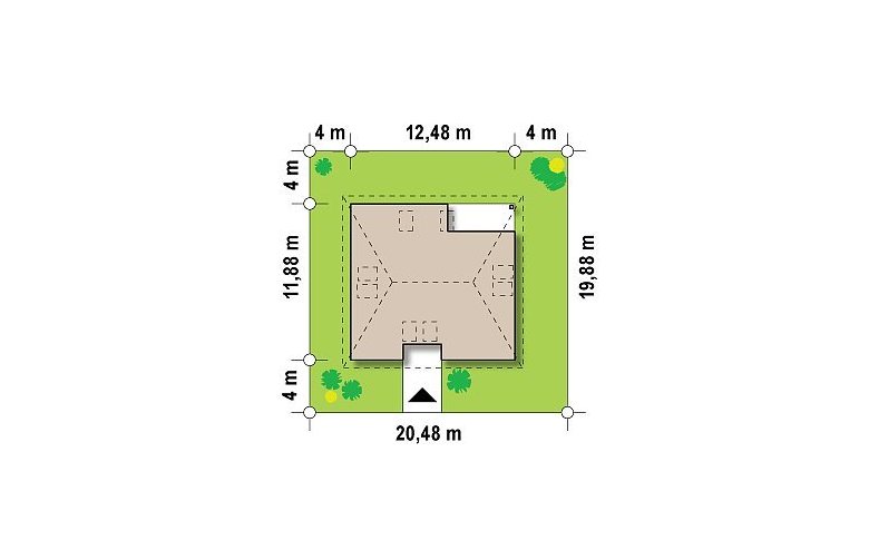 Projekt domu parterowego Z84 - Usytuowanie