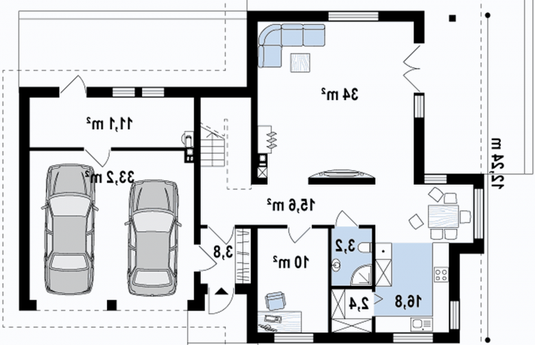 Projekt domu jednorodzinnego Z286 - rzut parteru