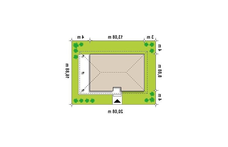 Projekt domu parterowego Z85 - Usytuowanie - wersja lustrzana