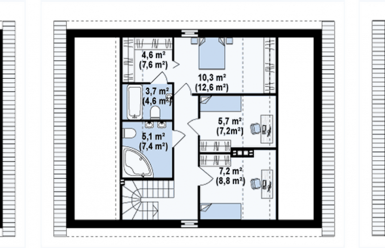 Projekt domu dwurodzinnego Z242 - rzut poddasza