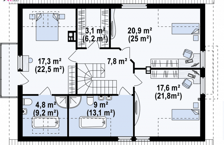 Projekt domu jednorodzinnego Z236 - rzut poddasza