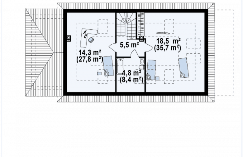 Projekt domu jednorodzinnego Z90 - rzut poddasza