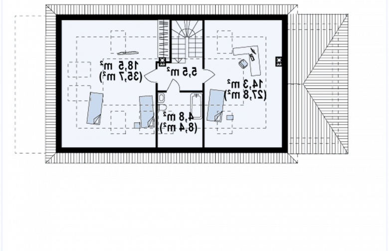 Projekt domu jednorodzinnego Z90 - rzut poddasza