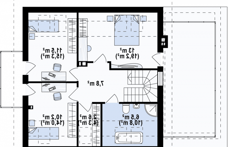 Projekt domu jednorodzinnego Z231 - rzut poddasza