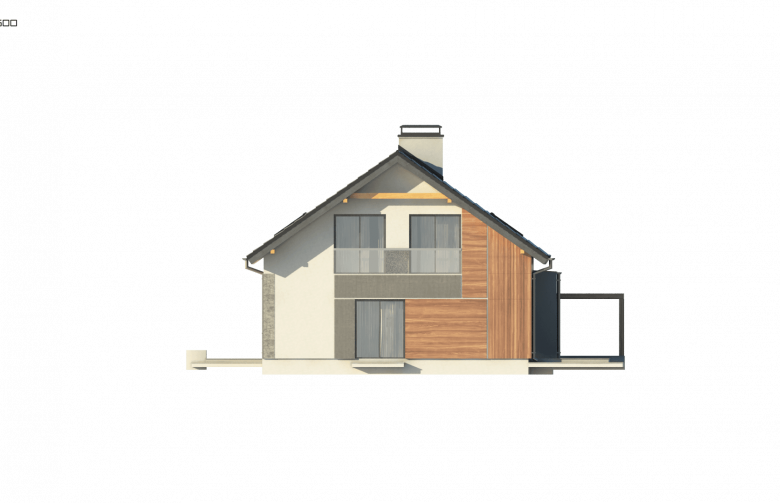 Projekt domu jednorodzinnego Z97 - elewacja 4