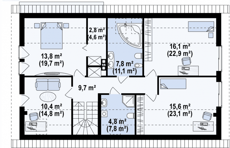 Projekt domu jednorodzinnego Z97 - rzut poddasza