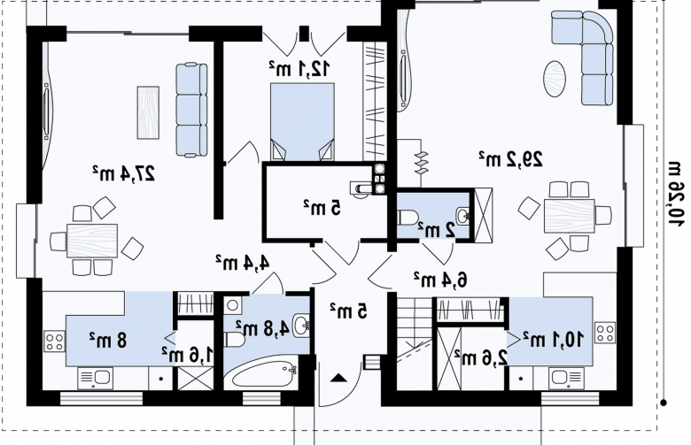 Projekt domu jednorodzinnego Z97 - rzut parteru