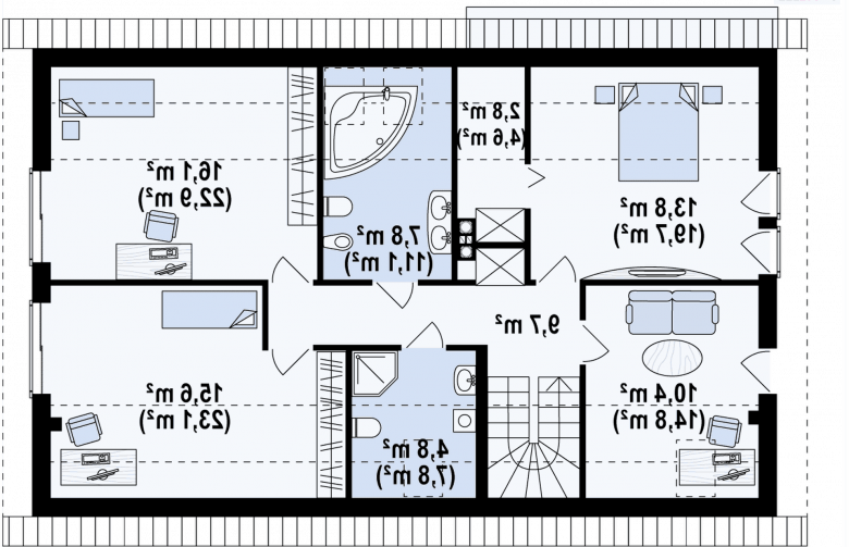 Projekt domu jednorodzinnego Z97 - rzut poddasza