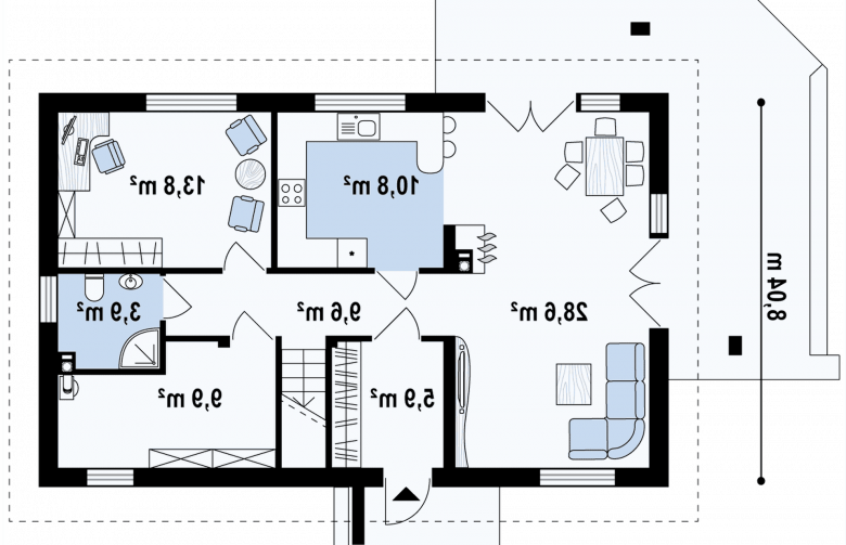 Projekt domu jednorodzinnego Z223 - rzut parteru