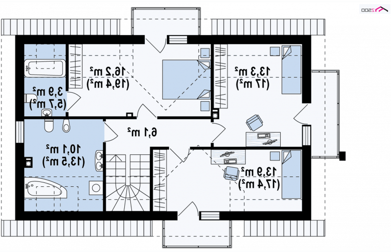 Projekt domu jednorodzinnego Z223 - rzut poddasza