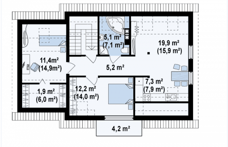 Projekt domu z poddaszem Z192 - rzut poddasza