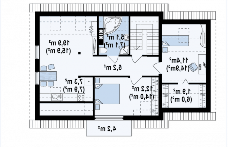 Projekt domu z poddaszem Z192 - rzut poddasza