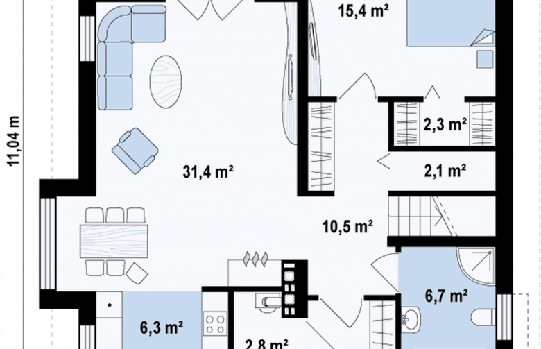 Projekt domu z poddaszem Z166 - rzut parteru