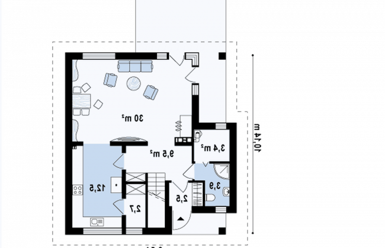 Projekt domu z poddaszem Z134 - rzut parteru