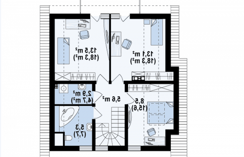 Projekt domu z poddaszem Z134 - rzut poddasza