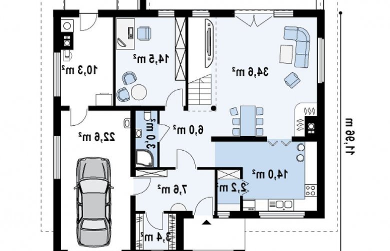 Projekt domu piętrowego Zx4 - rzut parteru