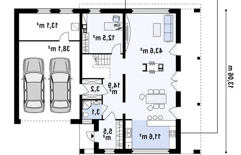 Projekt domu piętrowego Zx5 - rzut parteru